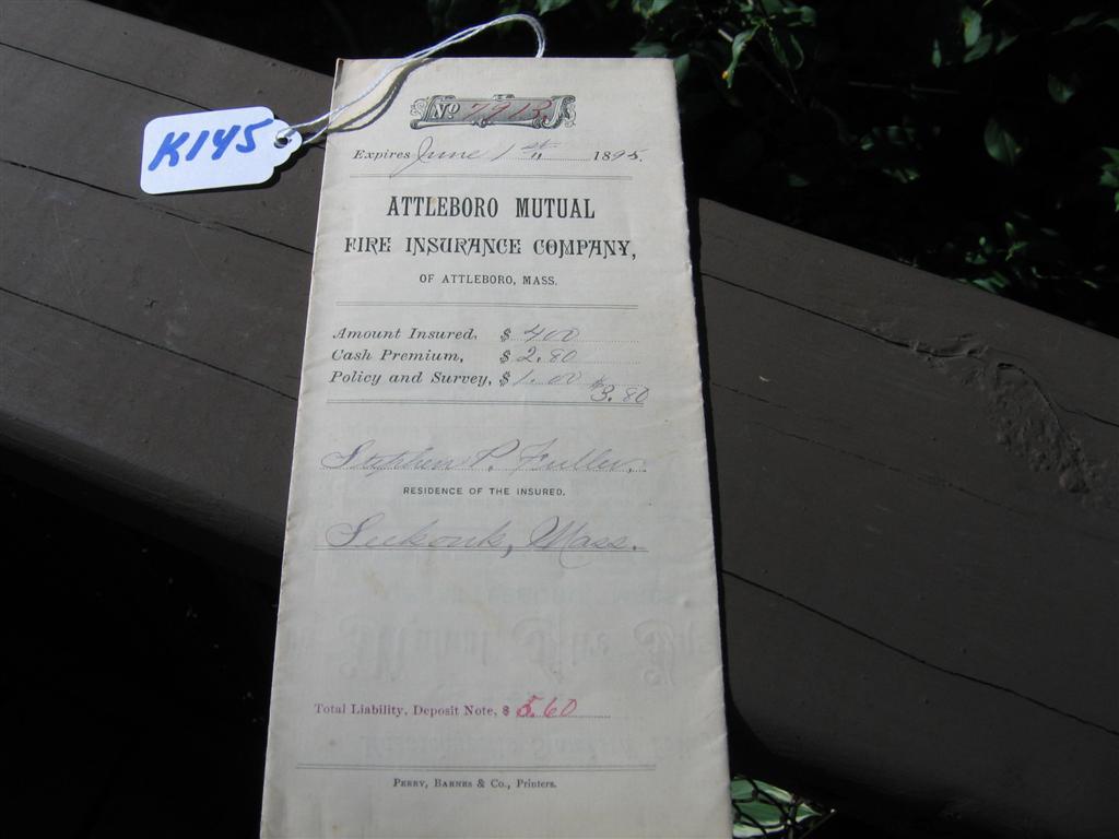 Attleboro Mutual Fire Insurance Company policy. C