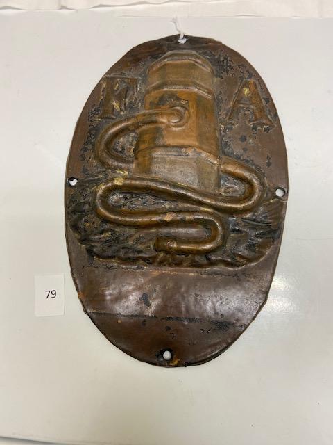 179 Firemark, U.S. Fire Association of Philadelphia, BU91. Brass. Number Almost Readable.